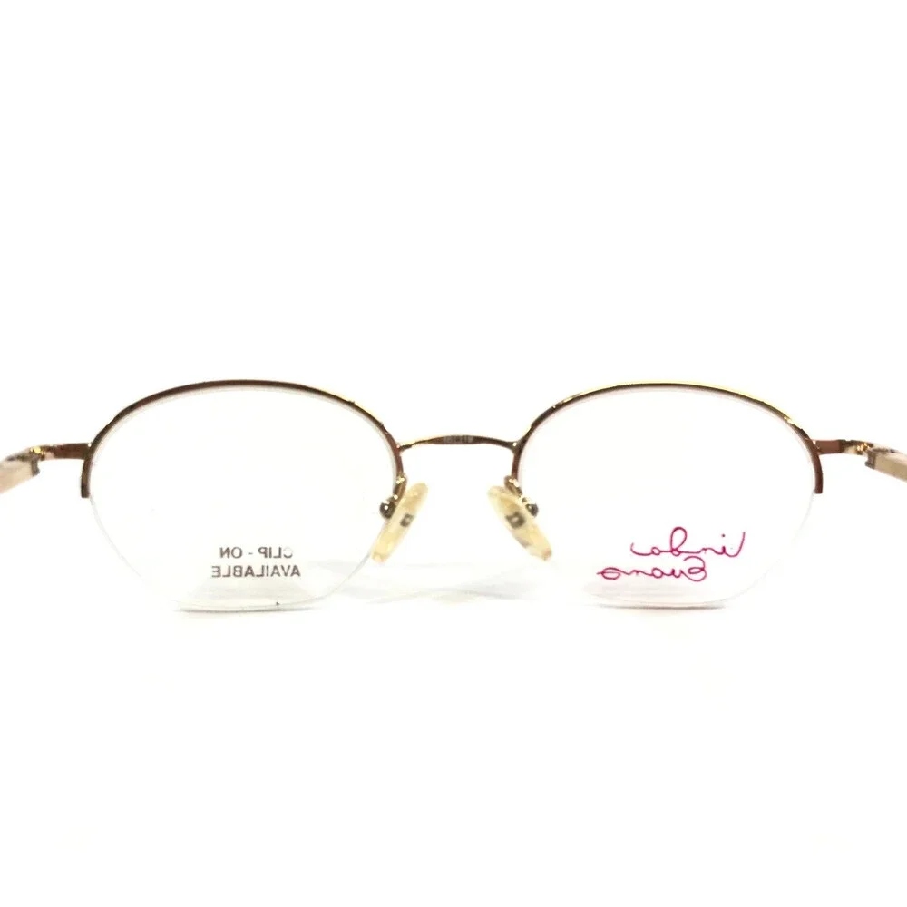 Vintage Linda Evans Eyeglasses Frame 207 SOFT ROSE Gold with Clip Ons 46-19-130